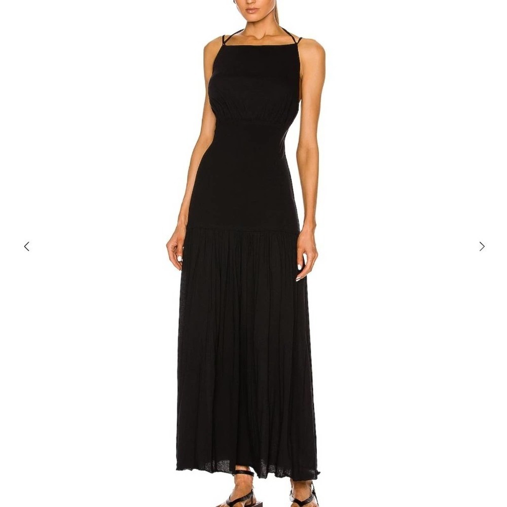 NWT Bassike Cross Back Rib Insert Dress in Black Large